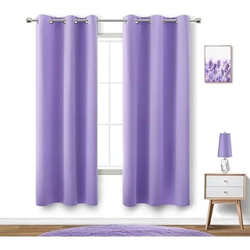 KOUFALL Lavender Curtains for Bedroom Girls 2 Panels Set Blackout Light Blocking Thermal Insulated Curtains for Teen Room Dorm Violet Lilac Purple 42 x 63 Inch Length