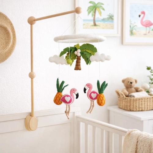Flamingo Baby Mobile, Tropical Theme Nursery Decor, Mother's Day Gift, Baby Shower's Gift, Crib Mobile, Cot Mobile, Nursery Gift