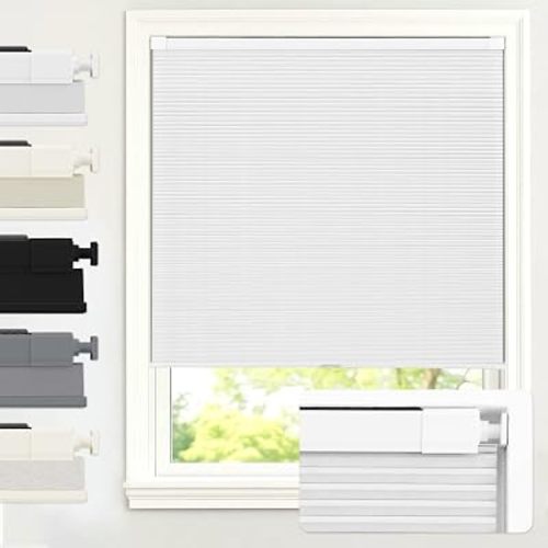 AOSKY No Drill Cordless Blackout Cellular Shades, 34" W x 48" H, White