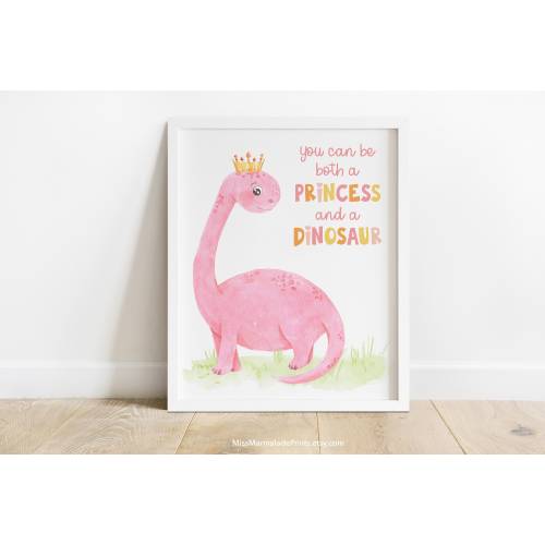 Cute Dinosaur Nursery Wall Art Quote, Baby Girl Dinosaur Playroom Wall Decor, Watercolor Dinosaur Print, DIGITAL DOWNLOAD