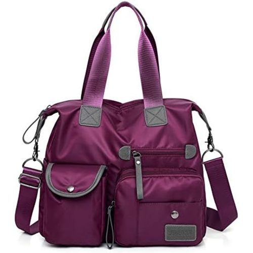 MINTEGRA Nylon Tote Bag for Women Multi Pocket Shoulder Bag Waterproof Diaper Crossbody Bag
