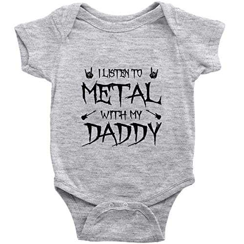 I Listen to Heavy Metal with My Daddy Infant Rompers Short Sleeve Baby Bodysuit