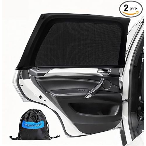 Car Window Shades(2 Pack)-Side Window Sun Shades, UV Protection Breathable Spandex Baby Window Covers, Universal Fit Most of Cars, Protect Privacy for Family-(27.2"x39.8"), Black