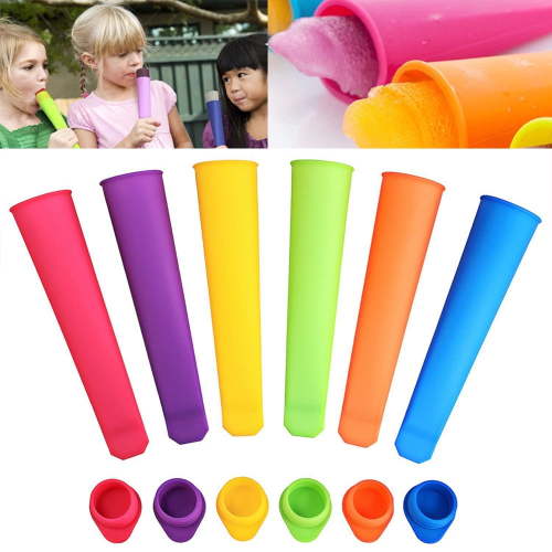 NSESSHome 6PCS Silicone Popsicle Molds, Reusable Ice Pop Molds For Kids DIY Frozen Popsicle Maker Popsicle Tubes with Lid Popsicles Yogurt Sticks Jelly Chocolates