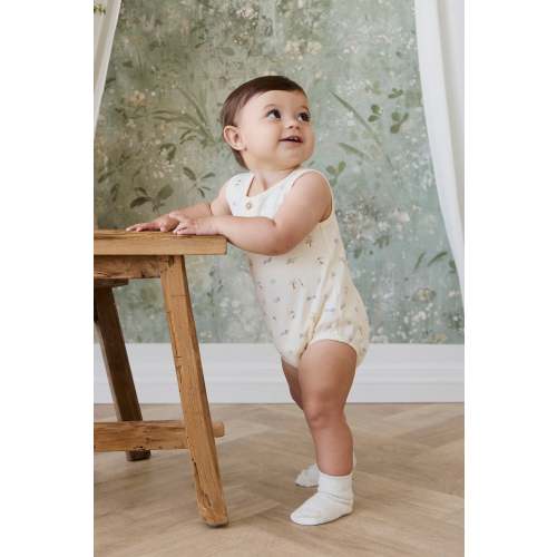 Organic Cotton Archie Playsuit - Savannah Animals Tofu