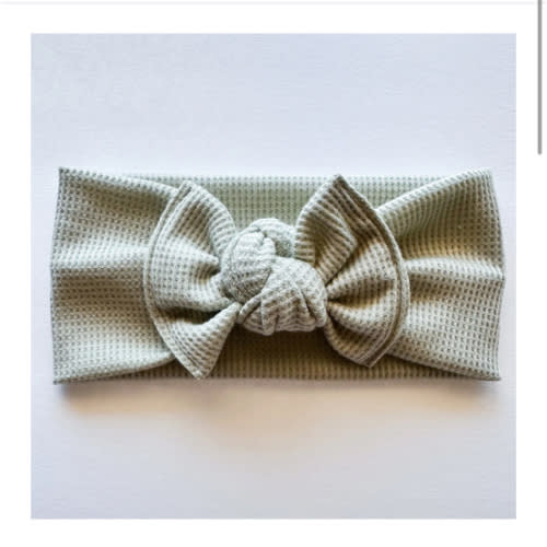 Soft Sage Thermal : Flat Bow Headband – Turbans For Tots