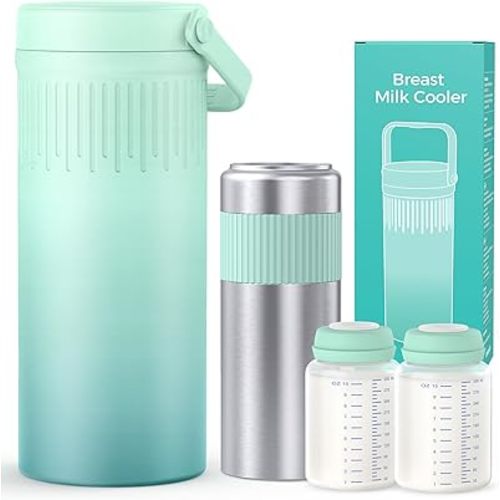 Xaproo 22oz Stainless Steel Breast Milk Cooler Bottle, Large Capacity Portable Breastmilk Chiller with 2pcs Storage Bottle, 24 Hours Cooling Baby Feeding Essentials for Work Travel, BPA-Free