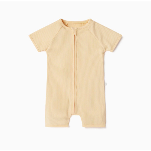 Ribbed Zip Summer Sleepsuit - Ribbed Yellow / 9 - 12 M