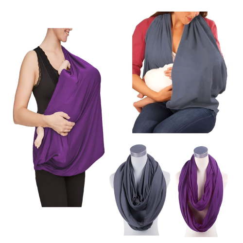 TELOLY 2 Pack Nursing Cover Breastfeeding Cover Breast Feeding Cover ups Infinity Scarf,Lightweight Soft Breathable Udder Cover Light car-seat Stroller Canopy mom Baby Essentials (Light Gray Orange)