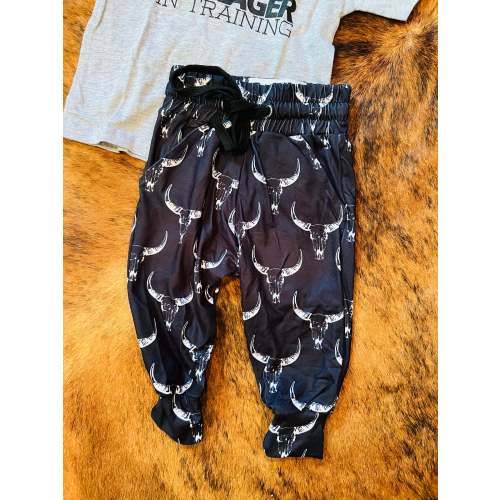 Black cowskull baby/ kid jogger pants