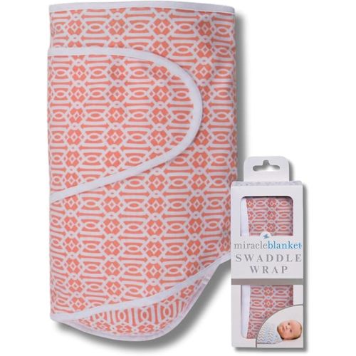 Miracle Blanket Swaddle Wrap – Help Your Newborn Sleep Longer – Soft & Secure Sleep Sack for Infants – Easy-to-Use Swaddling Blanket for a Calm Baby (Coral Lattice)