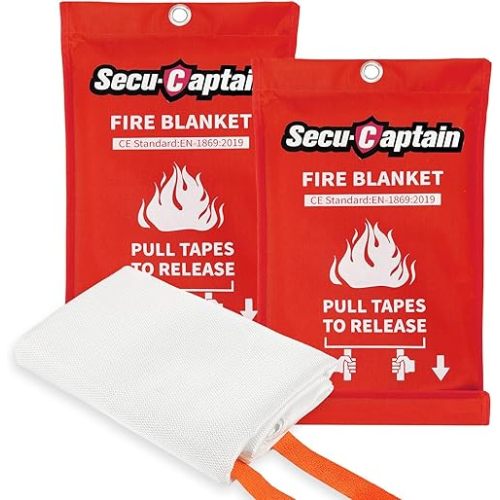 SecuCaptain Emergency Fire Blanket 2 Pack 40"x40" Fiberglass