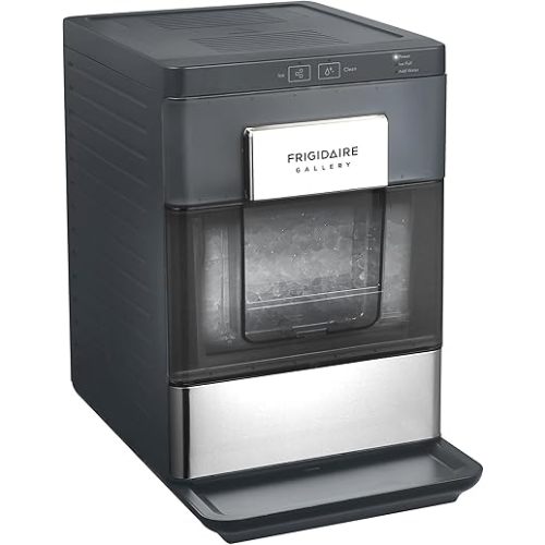 Frigidaire Gallery, 33 Lbs. Countertop Ice Maker, Nugget Shaped Ice, Stainless Steel Trim (Black)