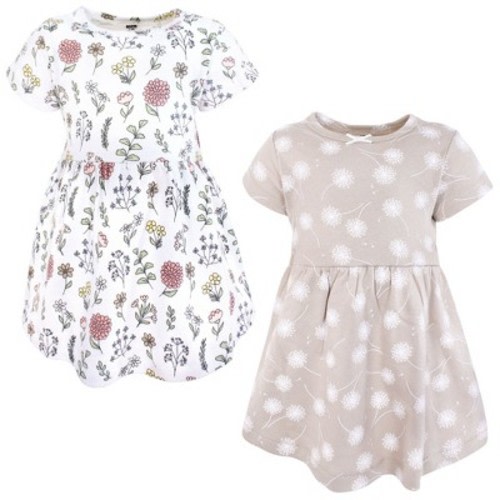 Luvable Friends Hudson Baby Short-Sleeve Dresses 2pk, Dandelion Hope, 9-12M