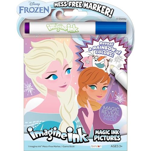 Disney Frozen Mess-Free Coloring Book Featuring Anna, Elsa & Olaf with Imagine Ink Marker, Travel-Friendly, Fun for Kids Ages 4+ Paperback – Coloring Book, August 1, 2025