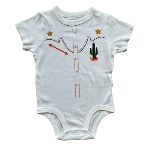 Cowboy Lapel Onesie - White