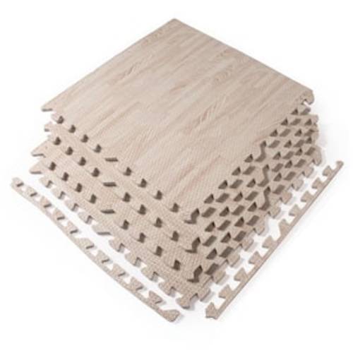 24 in. x 24 in. x 0.47 in. White Wood Grain EVA Interlocking Foam Floor Mat for Exercise, Protect Flooring (4-Pack)