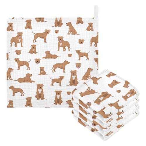 vvfelixl Baby Cotton Washcloths Staffordshire Bull Terrier Infants Bath Towel for Unisex Face Towels for Newborn, Natural Baby Wipes Delicate Skin, 11.8 X 11.8 inch, one sizex5