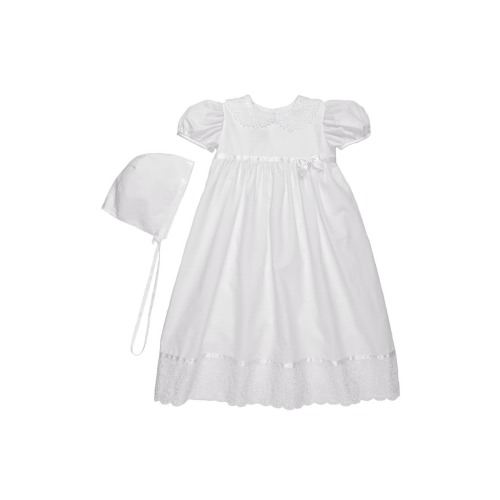 Lace Collar Christening Gown and Bonnet Set