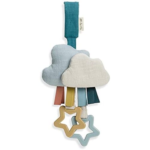 Itzy Ritzy Bitzy Bespoke Jingle Travel Toy for Stroller, Car Seat or Activity Gym, Features Jingle Sound, Hexagon Rings and Adjustable Attachment Loop, Cloud
