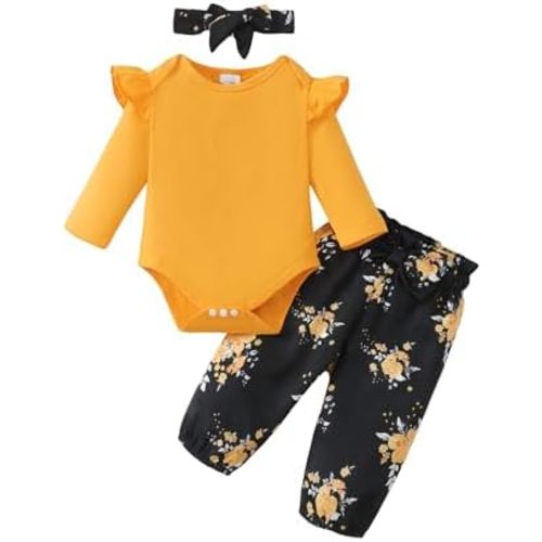 Infant Baby Girl Clothes Newborn Girl Outfit Long Sleeve Romper Pants Set Cute Baby Clothes for Girls Fall/Winter