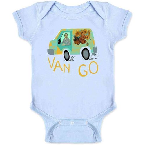 6 month Pop Threads Van Go Vincent Van Gogh Sunflowers Funny Infant Baby Boy Girl Bodysuit