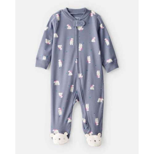 Baby Girl Polar Bear Print 100% Cotton Snug Fit Sleep & Play Pajamas - Grey | Carter's