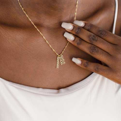 14K Gold Vertical Name Necklace, Family Name/Kids Name Necklace, Custom Multi Name Necklace, Personlized Family Gift, Mother's Day Gifts