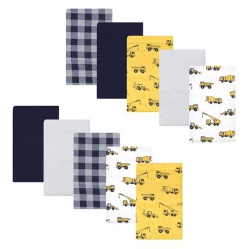 Luvable Friends Hudson Baby Flannel Burp Cloths 10pk, Bulldozer
