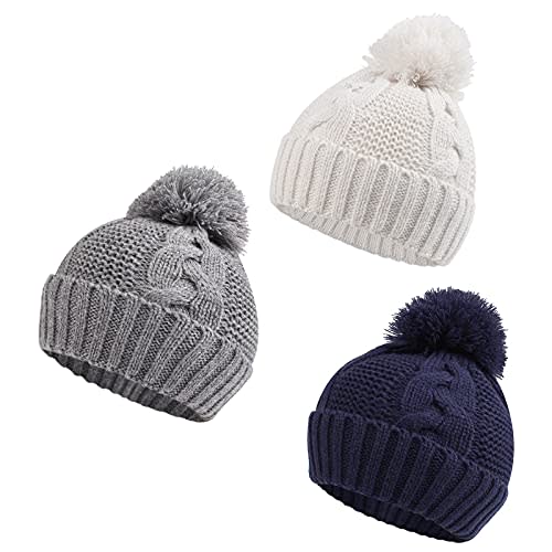 Zsedrut Baby Winter Beanie for Girls Boys Infant Toddler Warm Knit Twist Hat with Pompom