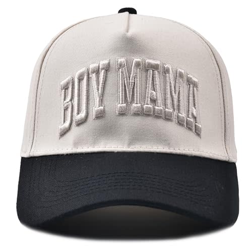 Boy Mama Hat- 3D Embroidered Mom Hat Adjustable Cotton Baseball Caps for Women