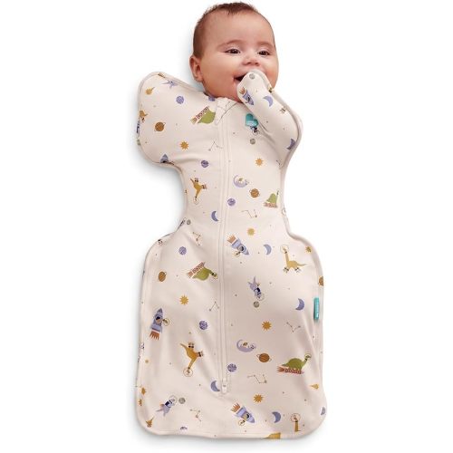 Love to Dream Swaddle UP, Baby Sleep Sack, Self-Soothing Swaddles for Newborns, Improves Sleep, Snug Fit Helps Calm Startle Reflex, New Born Essentials for Baby, 1.0 TOG, 5-8.5 lbs, Space Dinos