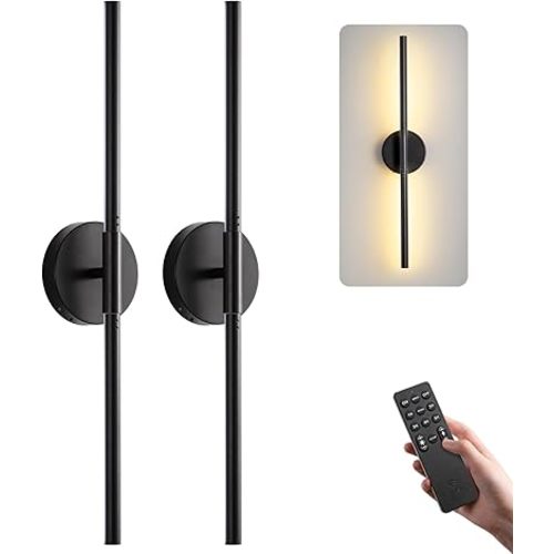 Battery Operated Wall Sconces Set of 2, Remote & Touch Control