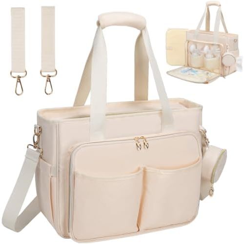GDNasist Diaper Bag Tote, Large Capacity Travel Diaper Case, Baby Bag with Pacifier Case, Hospital Tote for Labor Delivery