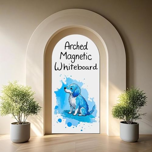 Magnetic Whiteboard Wall Arch Decal 39.3"x17.5" Adhesive Magnetic Dry Erase White Board Sticker with 36 Magnet Letter Removable Contact Paper Peel and Stick Whiteboard Wallpaper Roll