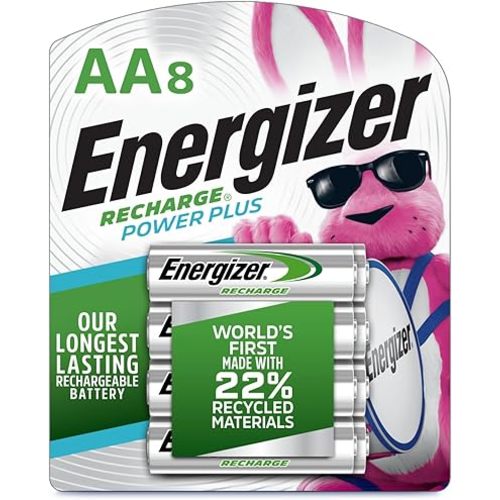 Energizer Power Plus Rechargeable AA Batteries (8 Pack), Double A Batteries