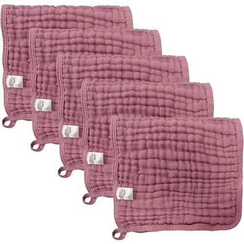 6 Pack Organic Cotton Muslin Burp Cloths 100% Cotton Muslin Cloths Large 20''x10'' Extra Soft and Absorbent Baby Burping Cloth 6-Layer Ultra-Absorbent - Pink