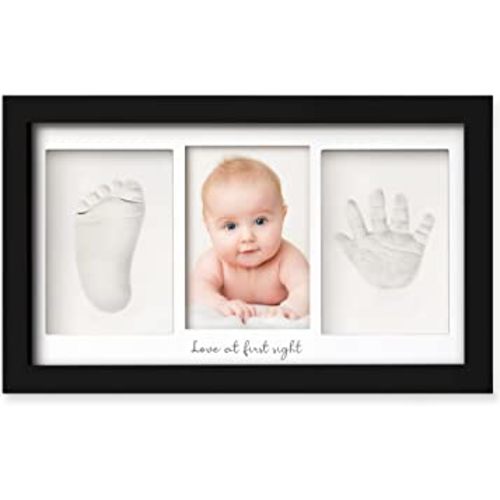 Baby Hand and Footprint Kit - Baby Footprint Kit, Newborn Keepsake Frame, Baby Handprint Kit, Personalized Baby Gifts, Nursery Decor, Baby Shower Gifts for Girls Boys (Onyx Black)