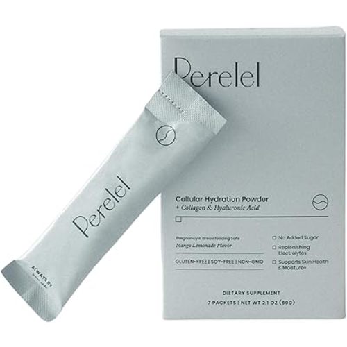 Perelel Hydration Powder, Electrolyte Supplement with Collagen & Hyaluronic Acid, Mango Lemonade Flavor, Soy & Gluten Free, Non GMO, No Added Sugar, 7 Servings