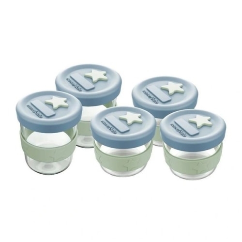 Silicone and Glass Food Storage Bundle 5 Pack in Cerulean/Sage
