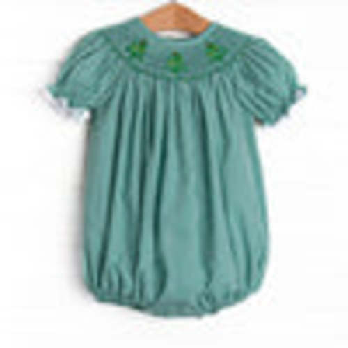 Christmas Tree Trio Smocked Bubble, Green Gingham – Stitchy Fish