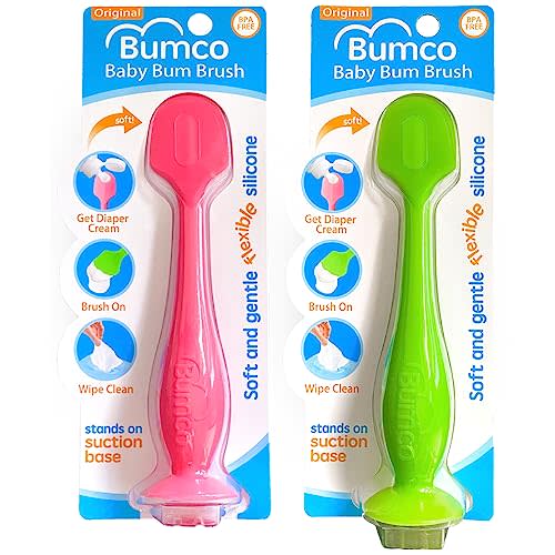 Bumco Diaper Cream Spatula (2-Pack) - BPA-Free Diaper Bag Essentials, Soft & Flexible Butt Spatula Baby, Mom-Invented Butt Paste Spatula, Diaper Cream Applicator, Bumco Baby Bum Brush, Diaper Spatula