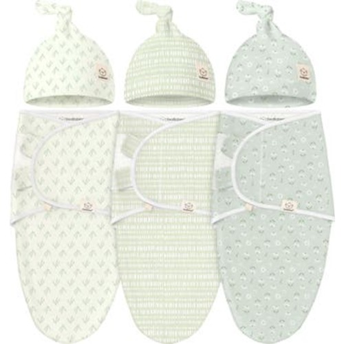 3-Pack Soothe Swaddle Wraps with Knot Hats, Medium