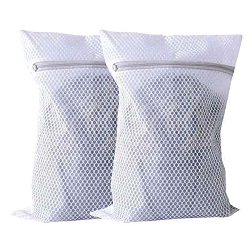 2 Pcs Heavy Duty Mesh Laundry Bags Durable Delicates Net Wash BagTravel Organization Washing Bag White