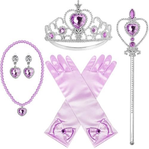 Princess Dress Up Accessories Princess Crown Tiara for Little Girls, Princess Tiara Glove Wand Toy Gift for 3-6 Girl