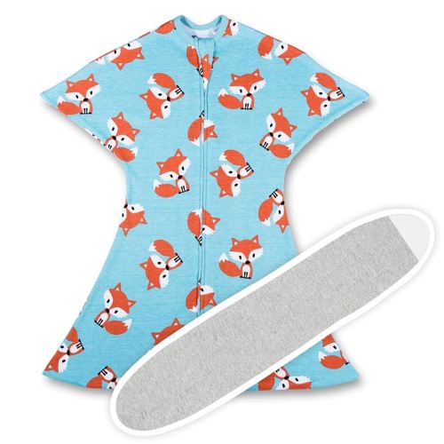 SleepingBaby Zipadee-Zip Transition Swaddle (Friendly Fox, Small for 4-8 Months) and Snuggle Strap (Grey, One Size) - Wearable Baby Blanket and Accessory for Easy Diaper Changes - Polyester, Spandex