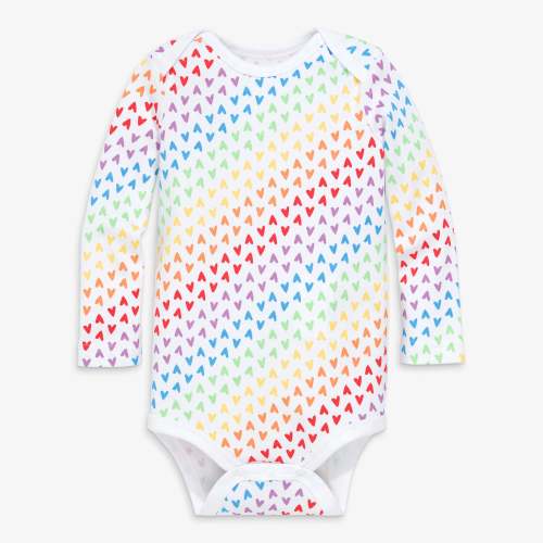 Organic long sleeve babysuit in kaleidoscope hearts | Primary.com