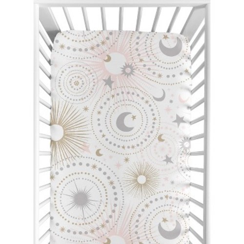 Sweet Jojo Designs Girl Baby Fitted Crib Sheet Celestial Pink and Gold