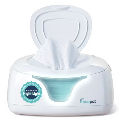 Hiccapop Baby Wipe Warmer and Wet Wipes Dispenser with Changing Light, White