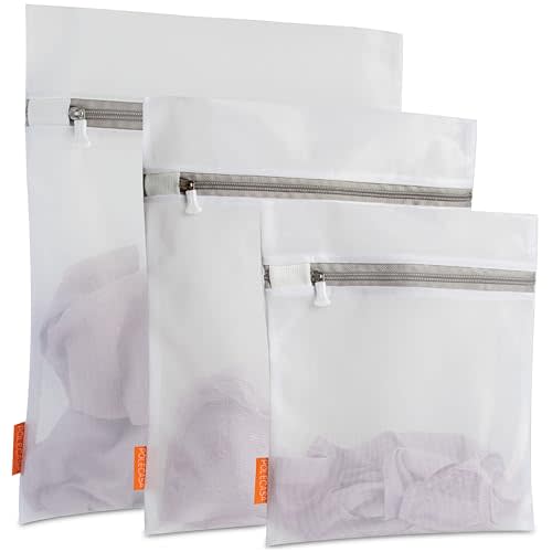 Polecasa 3Pcs Mesh Laundry Bags with Sturdy Zipper, Even Mesh Holes, Variety Sizes for all Your Delicates, Lingerie, Bras, Baby Clothes -Travel Essentials (1 Large, 1 Medium, 1 Small)